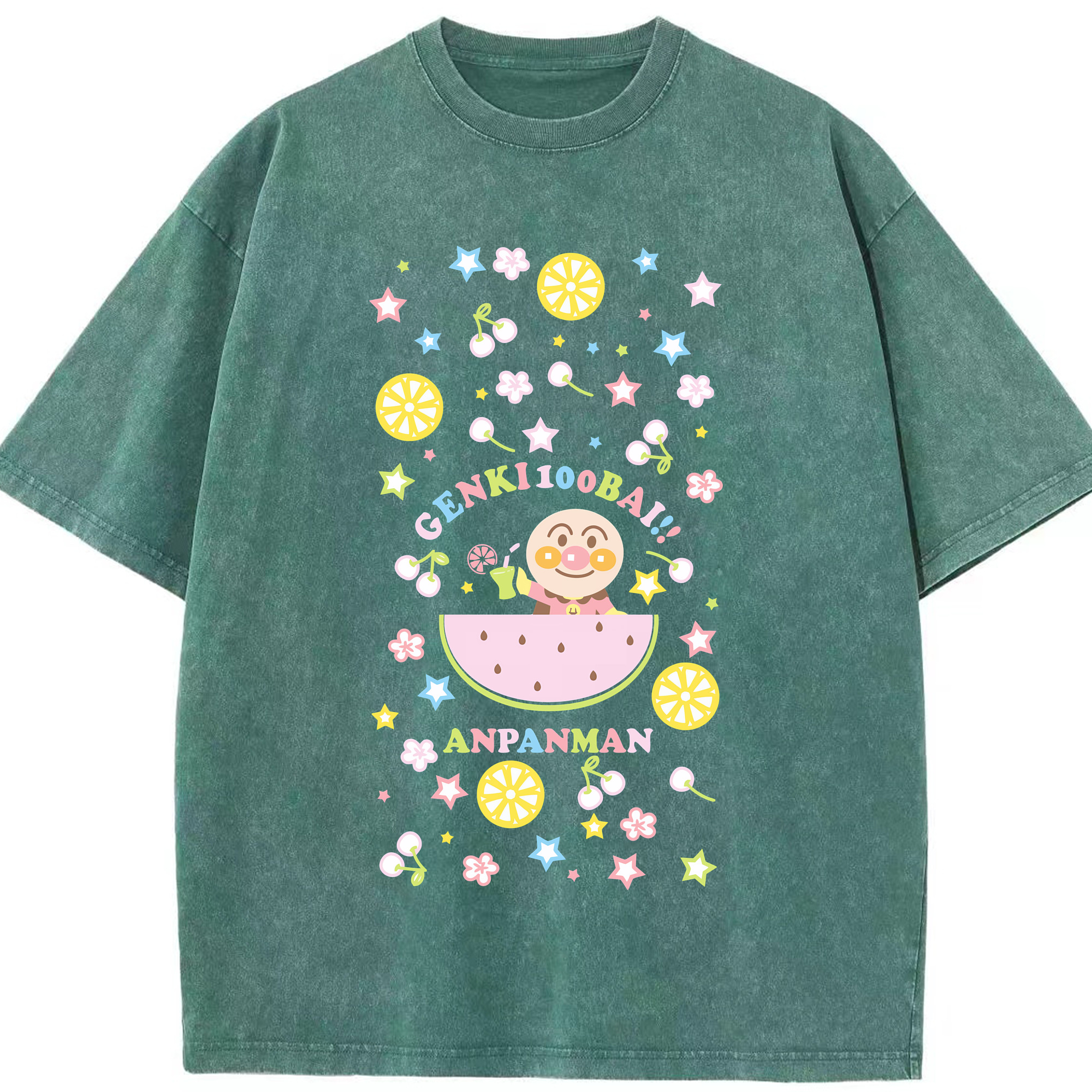 （画像用） アンパンマン Anpanman 綿100% ヴィンテージ風 半袖Tシャツ（フロントプリント）